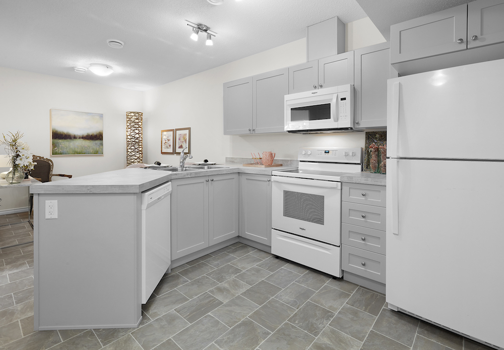 kitchen in a basement suite
