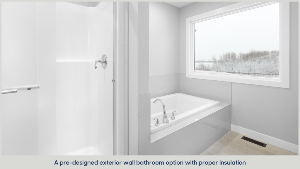 Exterior wall bathroom